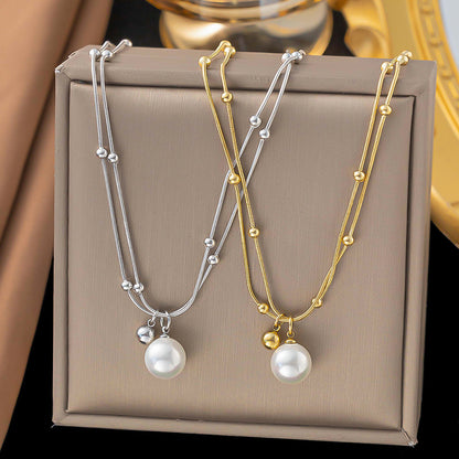 Double Chain Pearl Necklace