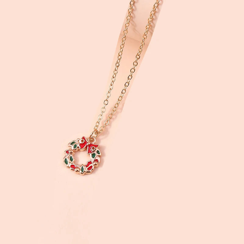 Festive Holiday Charm Necklace Set – Christmas Tree, Bell, Santa & Snowflake Pendants