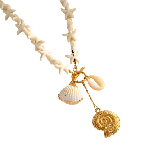 Conch Shell Multi Charms Necklace