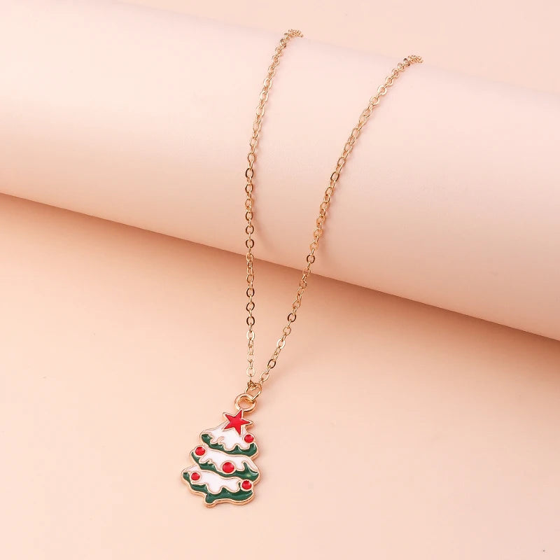 Festive Holiday Charm Necklace Set – Christmas Tree, Bell, Santa & Snowflake Pendants