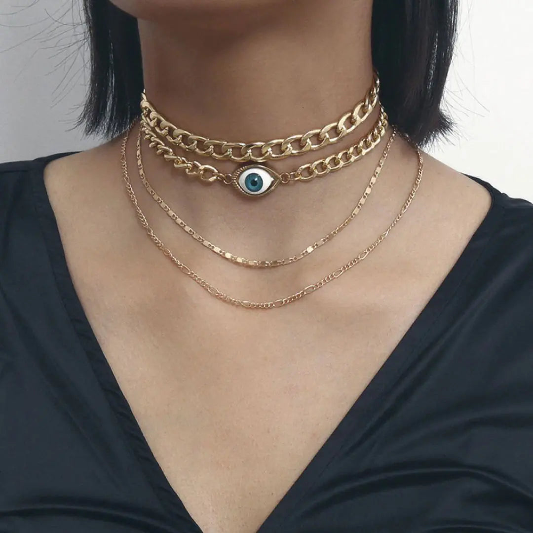 Gold-plated crew necklace on model
