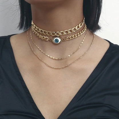 Gold-plated crew necklace on model