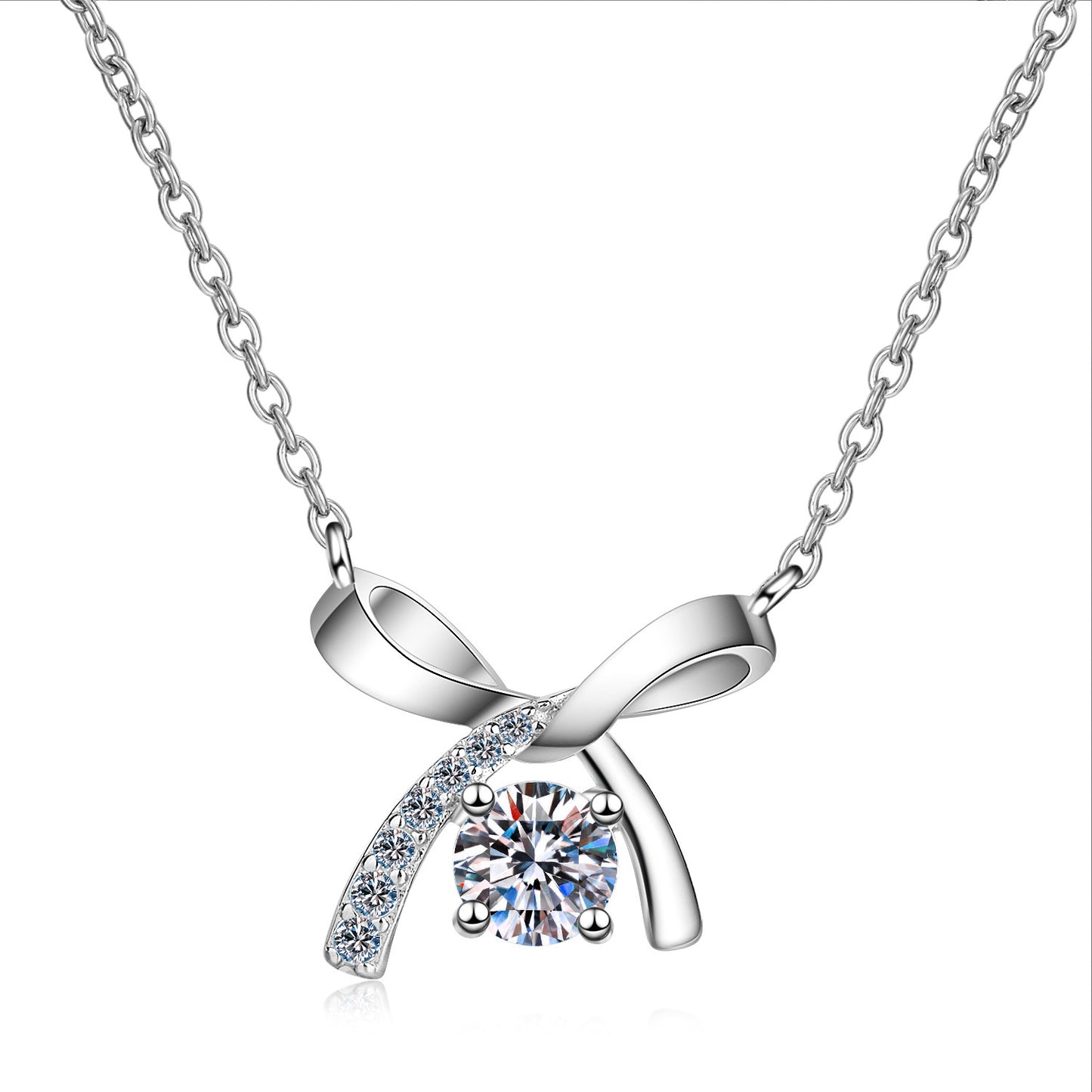 Moissanite Diamond Bow Necklace