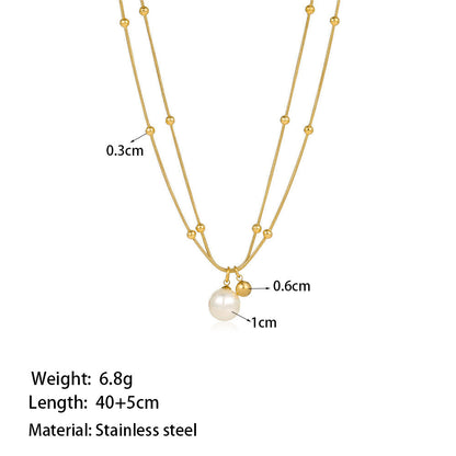 Double Chain Pearl Necklace