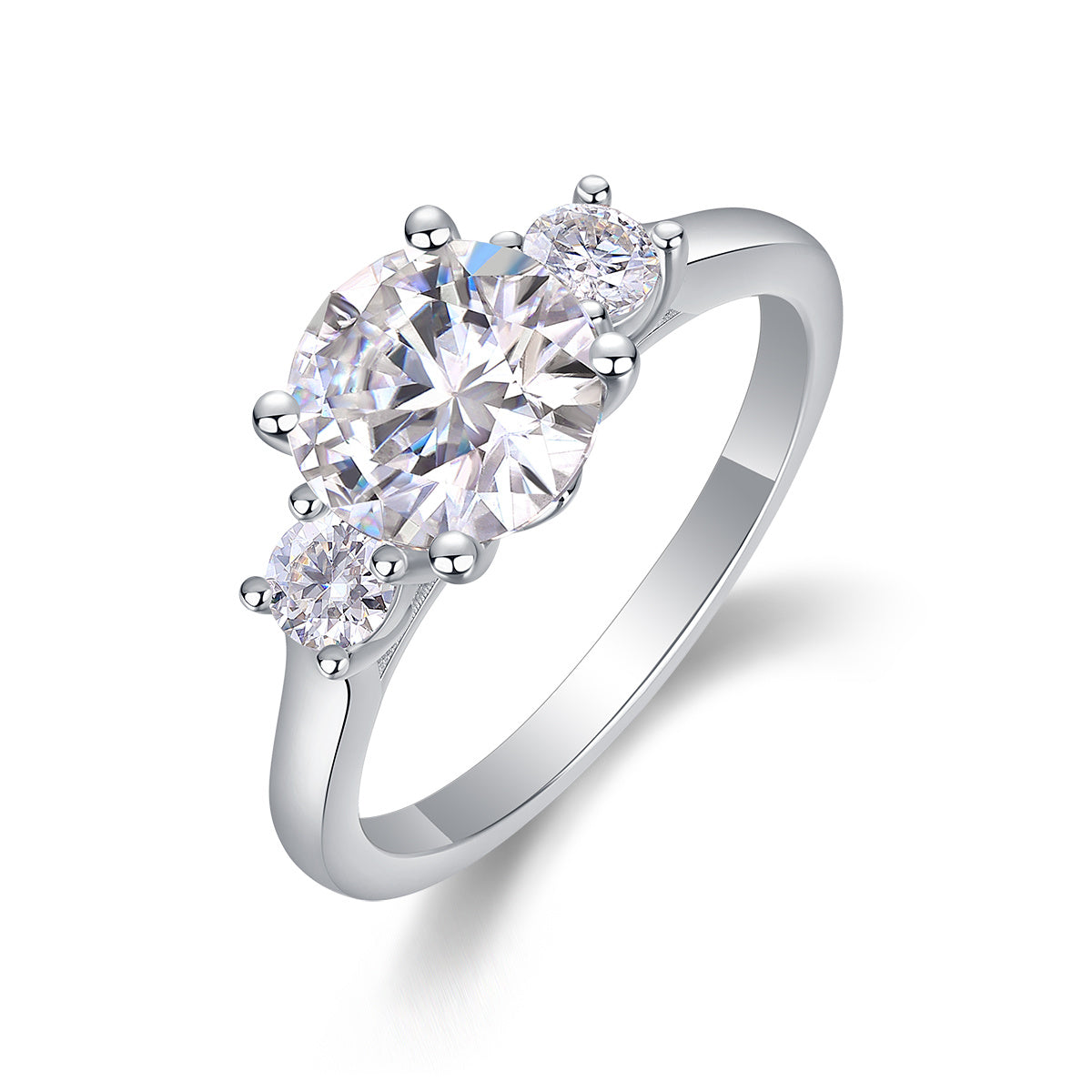 Large Moissanite Inspired Silver Fashion Ring