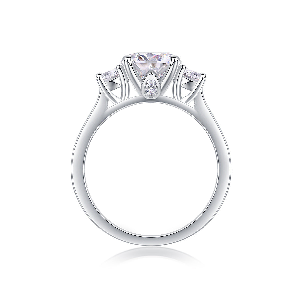 Large Moissanite Inspired Silver Fashion Ring