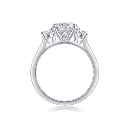 Large Moissanite Inspired Silver Fashion Ring