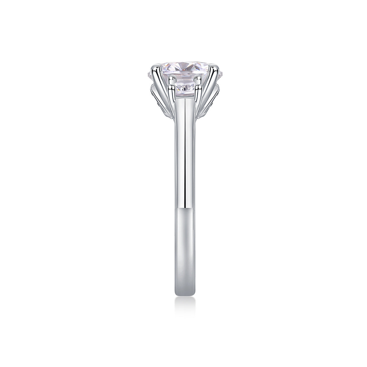 Large Moissanite Inspired Silver Fashion Ring