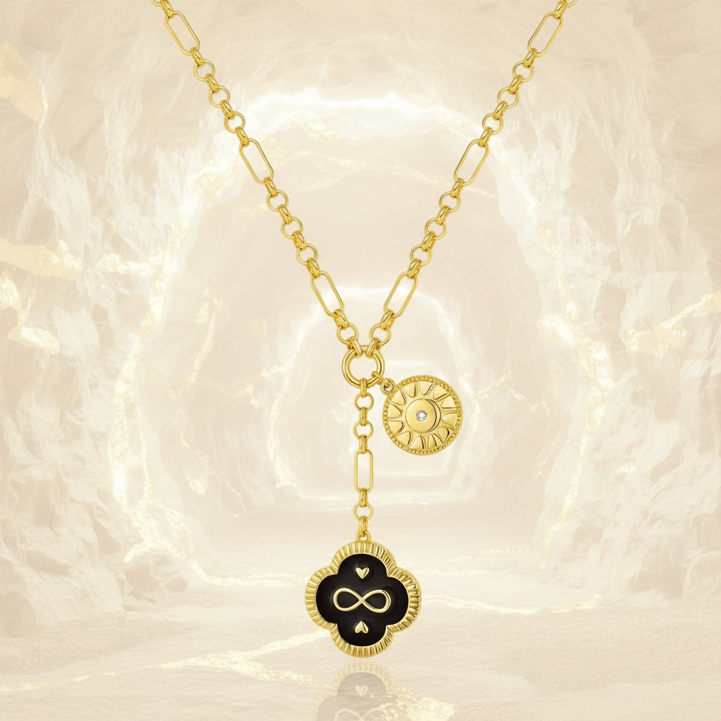 WOWORAMA 18K gold necklace featuring charm pendants for women