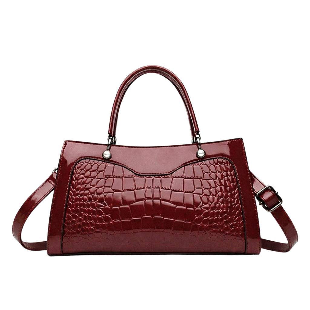 Obsidian Croc-Embossed Handbag